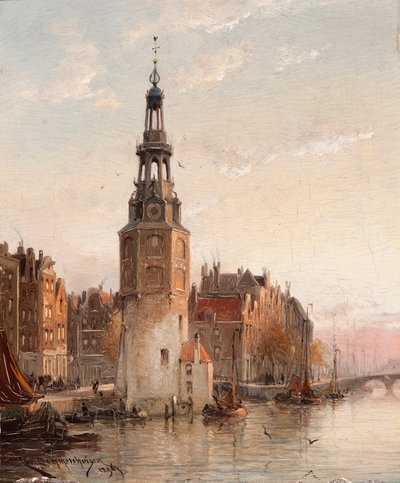 De Montelbaanstoren in Amsterdam door Cornelis Christiaan Dommersen